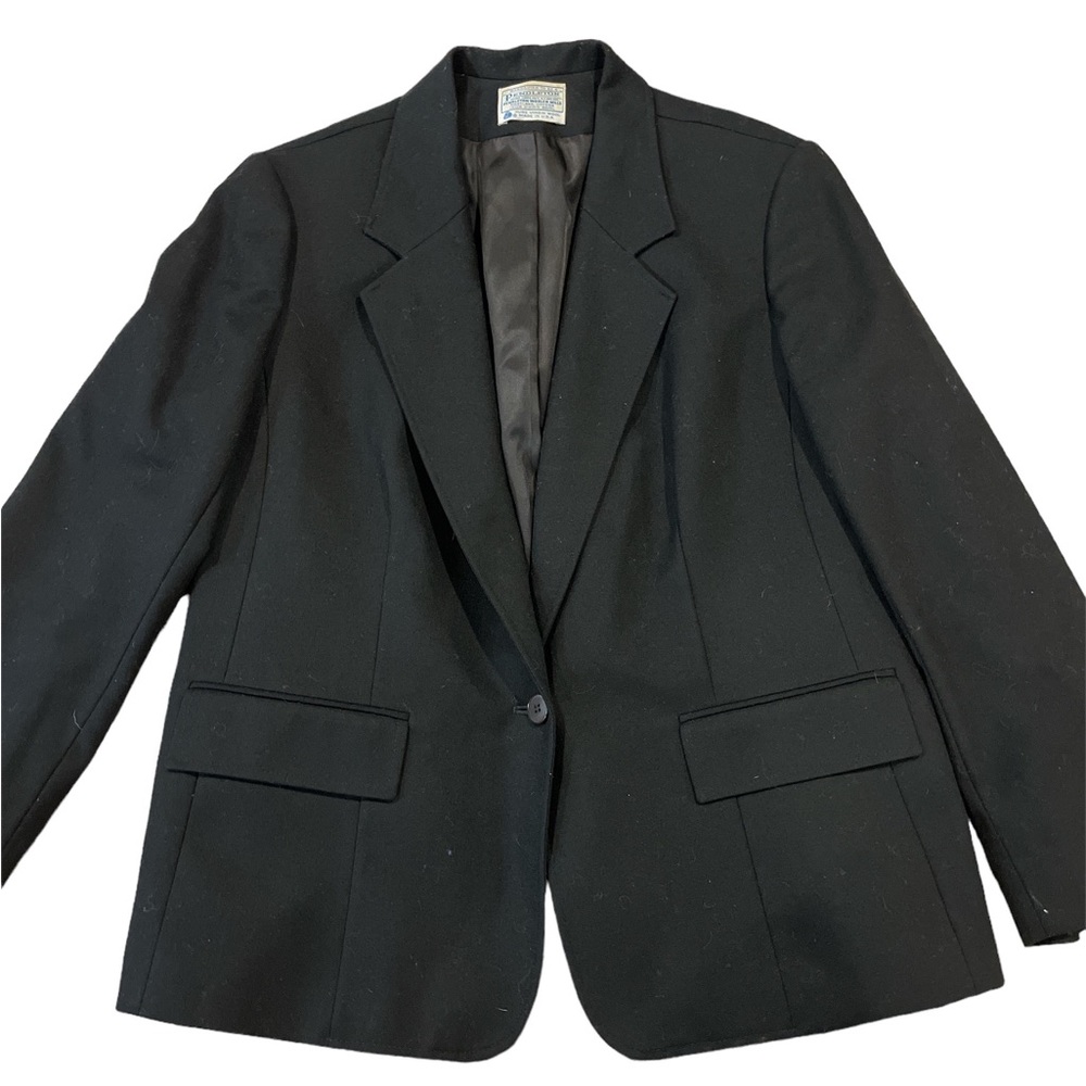 Pendleton Single Button Black Virgin Wool Blazer Size 38/10